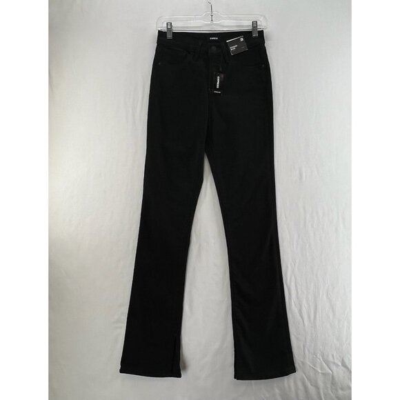 Express Skyscraper Mid-Rise Jeans Women 2R Hyper Stretch Vented Inside Hem Black - Picture 1 of 16